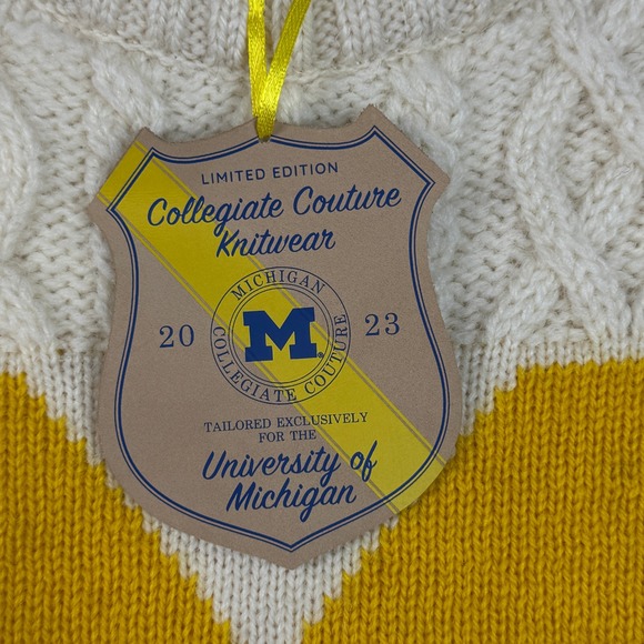 NWT Collegiate Couture University of Michigan 100% British Wool Sweater XXL - Picture 3 of 11